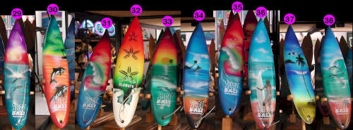 surfboard surfboards surf board surfing board  wooden surf board handicraft wood carving air brush painted surf board art export bali indonesia