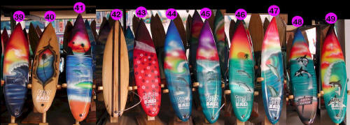 surfboard surfboards surf board surfing board  wooden surf board handicraft wood carving air brush painted surf board art export bali indonesia