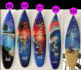 surfboard surfboards surf board surfing board  wooden surf board handicraft wood carving air brush painted surf board art export bali indonesia