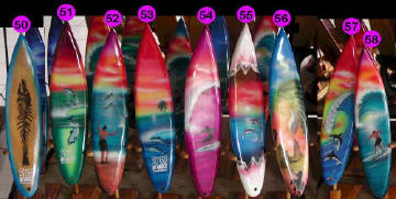 surfboard surfboards surf board surfing board  wooden surf board handicraft wood carving air brush painted surf board art export bali indonesia