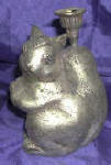 Silver Plated Bronze Squirrel Candle Holder