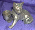 Silver Plated Bronze Cat Candle Holder