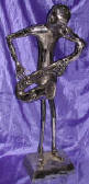 Silver Plated Bronze Saxophone Player Human Sculpture