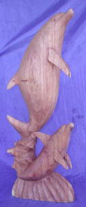 Dolphin wood carving by art export bali indonesia